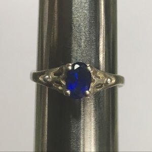 Sapphire and sterling silver ring